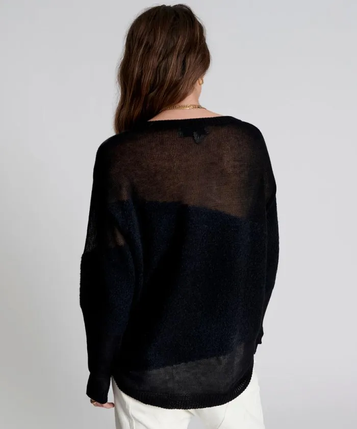 Women One Teaspoon Knitwear SHATTERED CREW KNIT SWEATER BLACK Women One Teaspoon Knitwear SHATTERED CREW KNIT SWEATER BLACK
