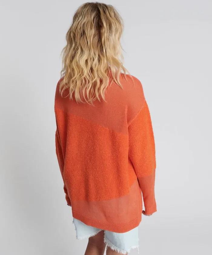 Women One Teaspoon Knitwear SHATTERED CREW KNIT SWEATER ORANGE Women One Teaspoon Knitwear SHATTERED CREW KNIT SWEATER ORANGE