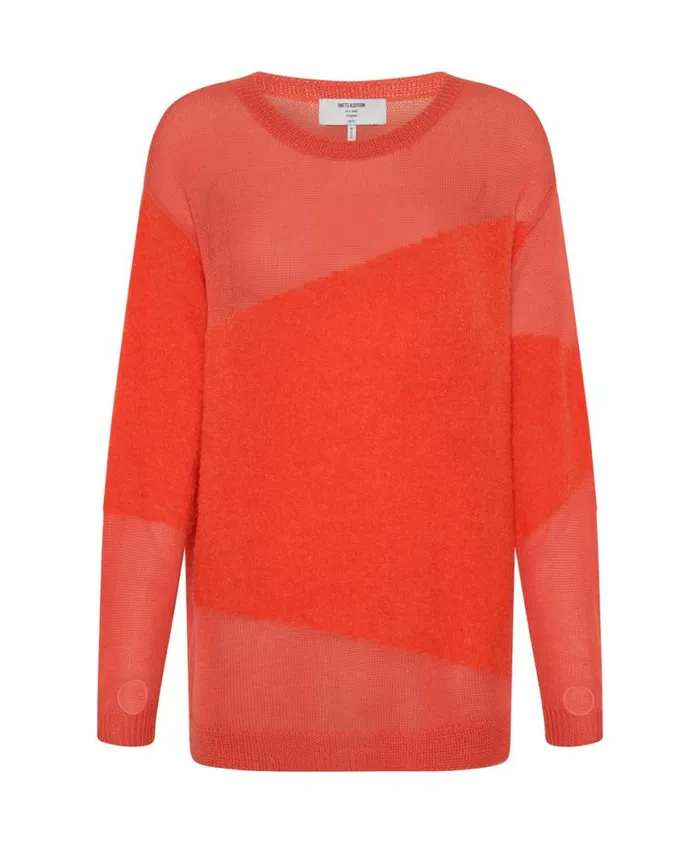 Women One Teaspoon Knitwear SHATTERED CREW KNIT SWEATER ORANGE Women One Teaspoon Knitwear SHATTERED CREW KNIT SWEATER ORANGE