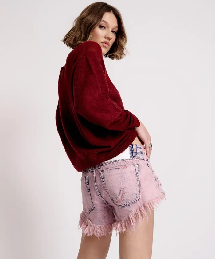 Women One Teaspoon Knitwear SHATTERED CREW KNIT SWEATER RED Women One Teaspoon Knitwear SHATTERED CREW KNIT SWEATER RED