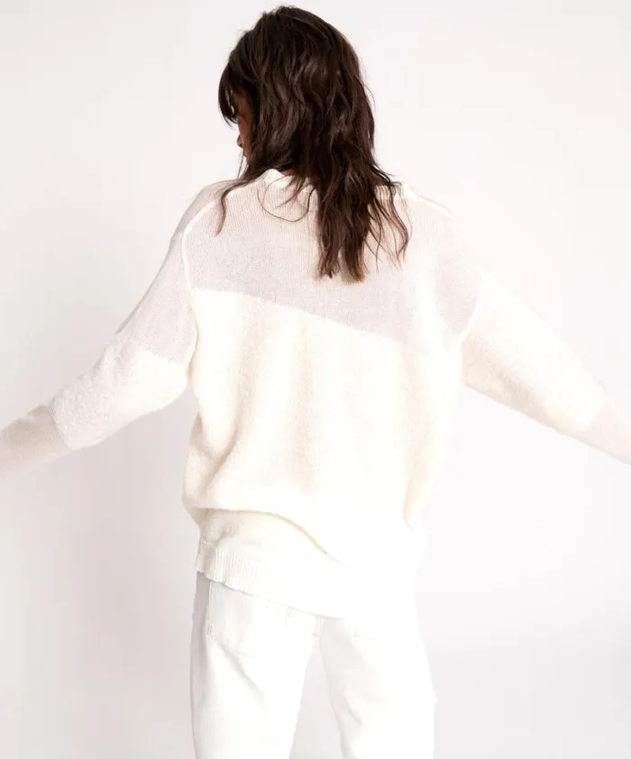 Women One Teaspoon Knitwear SHATTERED CREW KNIT SWEATER WHITE Women One Teaspoon Knitwear SHATTERED CREW KNIT SWEATER WHITE