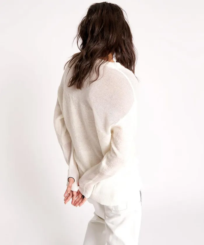 Women One Teaspoon Knitwear SHATTERED CREW KNIT SWEATER WHITE Women One Teaspoon Knitwear SHATTERED CREW KNIT SWEATER WHITE