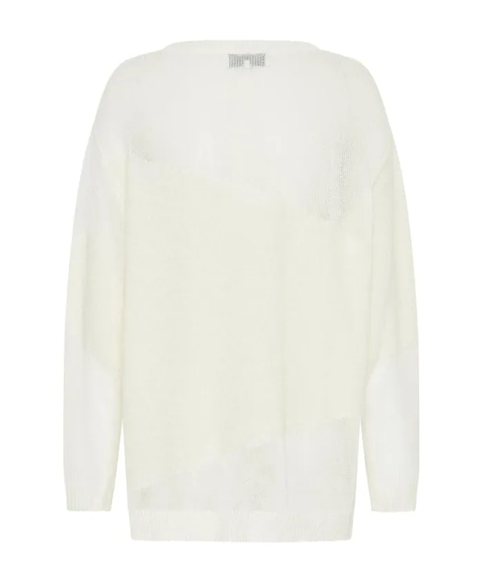 Women One Teaspoon Knitwear SHATTERED CREW KNIT SWEATER WHITE Women One Teaspoon Knitwear SHATTERED CREW KNIT SWEATER WHITE