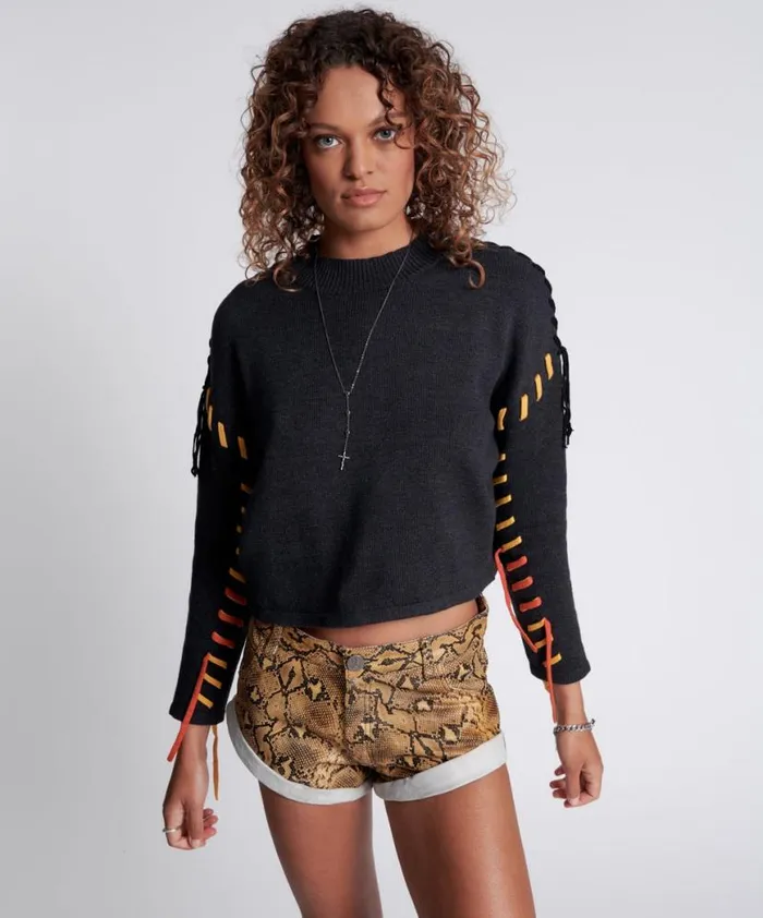 Women One Teaspoon Knitwear STITCHED UP CROP KNIT SWEATER