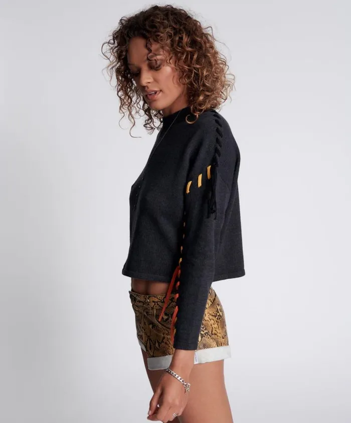 Women One Teaspoon Knitwear STITCHED UP CROP KNIT SWEATER Women One Teaspoon Knitwear STITCHED UP CROP KNIT SWEATER
