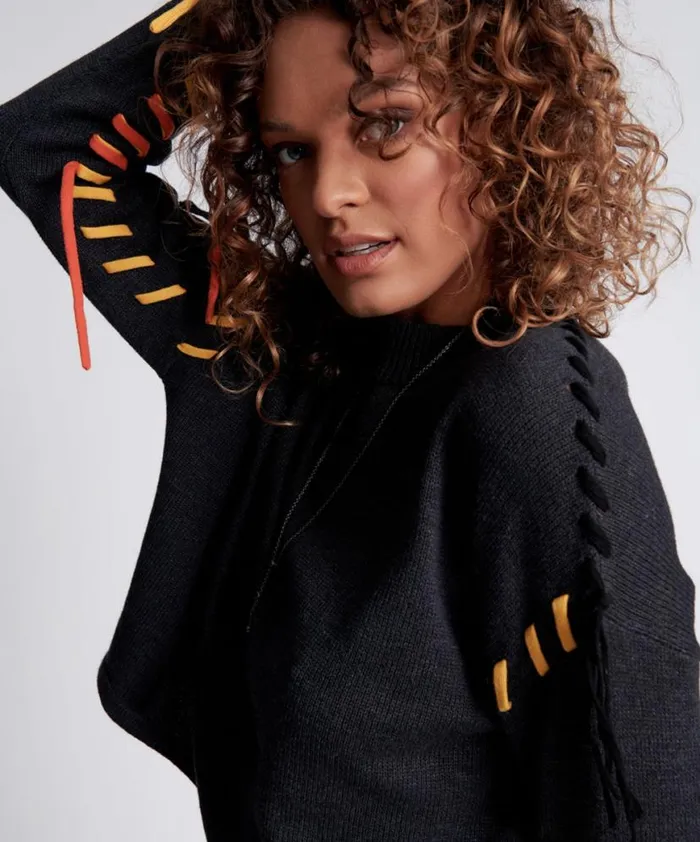 Women One Teaspoon Knitwear STITCHED UP CROP KNIT SWEATER Women One Teaspoon Knitwear STITCHED UP CROP KNIT SWEATER