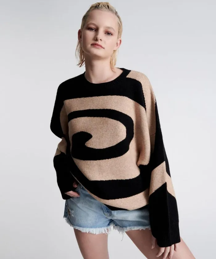 Women One Teaspoon Knitwear VORTEX JUMPER BLUE Women One Teaspoon Knitwear VORTEX JUMPER BLUE