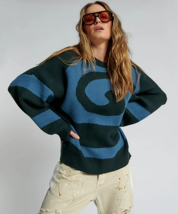 Women One Teaspoon Knitwear VORTEX KNIT SWEATER GREEN