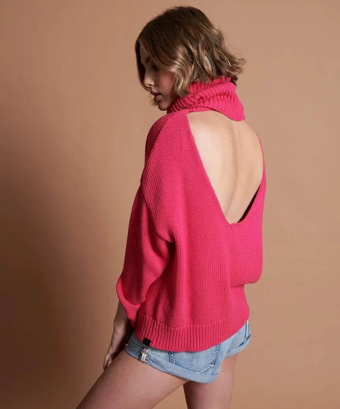 Women One Teaspoon Knitwear WINONA BACKLESS SWEATER PINK Women One Teaspoon Knitwear WINONA BACKLESS SWEATER PINK