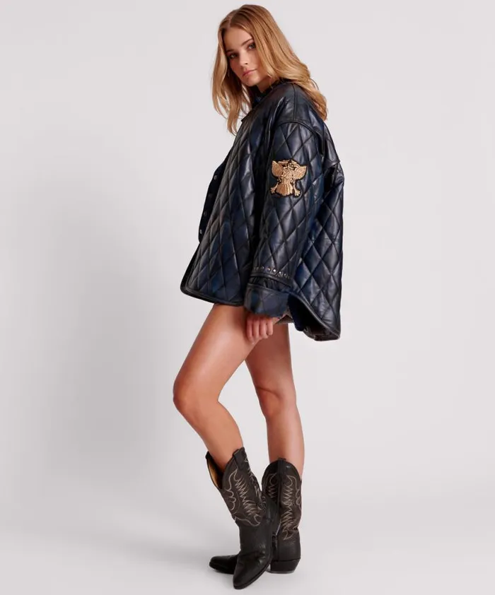 Women One Teaspoon Leather Jackets EAGLE EYE LEATHER QUILTED JACKET Women One Teaspoon Leather Jackets EAGLE EYE LEATHER QUILTED JACKET