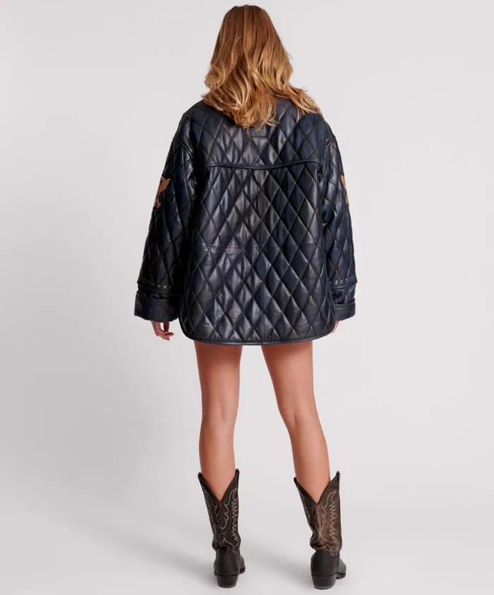 Women One Teaspoon Leather Jackets EAGLE EYE LEATHER QUILTED JACKET Women One Teaspoon Leather Jackets EAGLE EYE LEATHER QUILTED JACKET