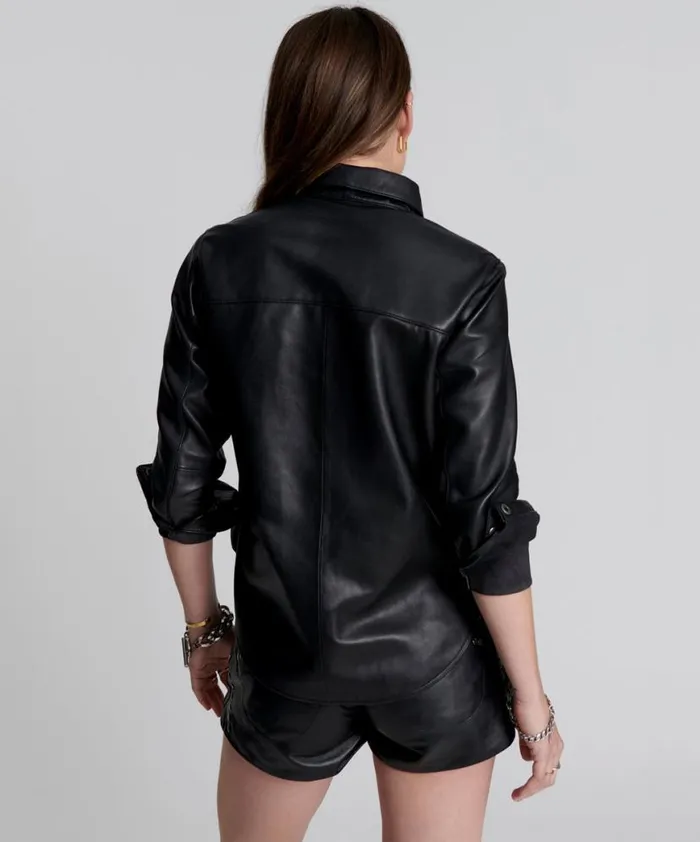 Women One Teaspoon Leather Jackets SOFIA CUT OUT LEATHER SHIRT Women One Teaspoon Leather Jackets SOFIA CUT OUT LEATHER SHIRT