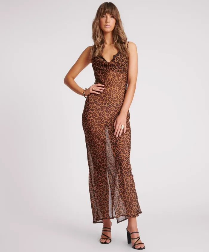 Women One Teaspoon Midi and Maxi Dresses ANIMAL JAGGER LONG SLIP DRESS