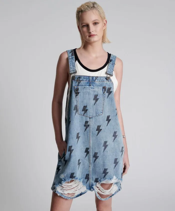 Women One Teaspoon Midi and Maxi Dresses BLUE LIGHTNING PINI DENIM DRESS Women One Teaspoon Midi and Maxi Dresses BLUE LIGHTNING PINI DENIM DRESS