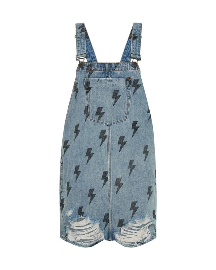 Women One Teaspoon Midi and Maxi Dresses BLUE LIGHTNING PINI DENIM DRESS Women One Teaspoon Midi and Maxi Dresses BLUE LIGHTNING PINI DENIM DRESS