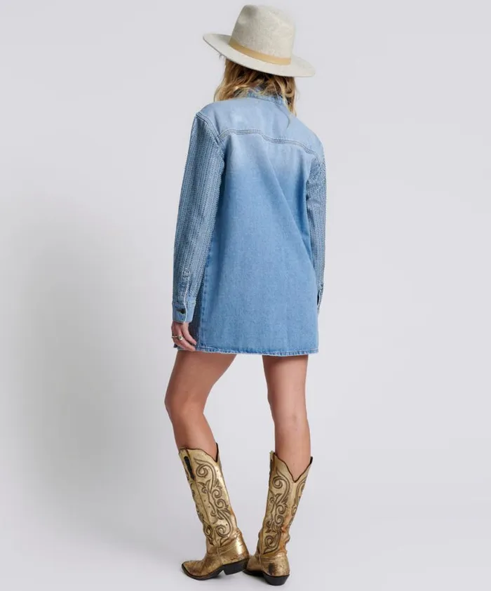 Women One Teaspoon Midi and Maxi Dresses DESERT JEWEL DENIM TRUCKER DRESS Women One Teaspoon Midi and Maxi Dresses DESERT JEWEL DENIM TRUCKER DRESS