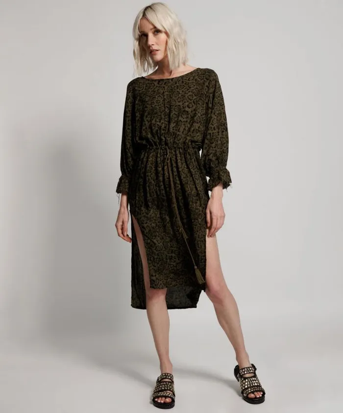 Women One Teaspoon Midi and Maxi Dresses KHAKI LEOPARD TIE DYE SOCIETY CLUB DRESS Women One Teaspoon Midi and Maxi Dresses KHAKI LEOPARD TIE DYE SOCIETY CLUB DRESS