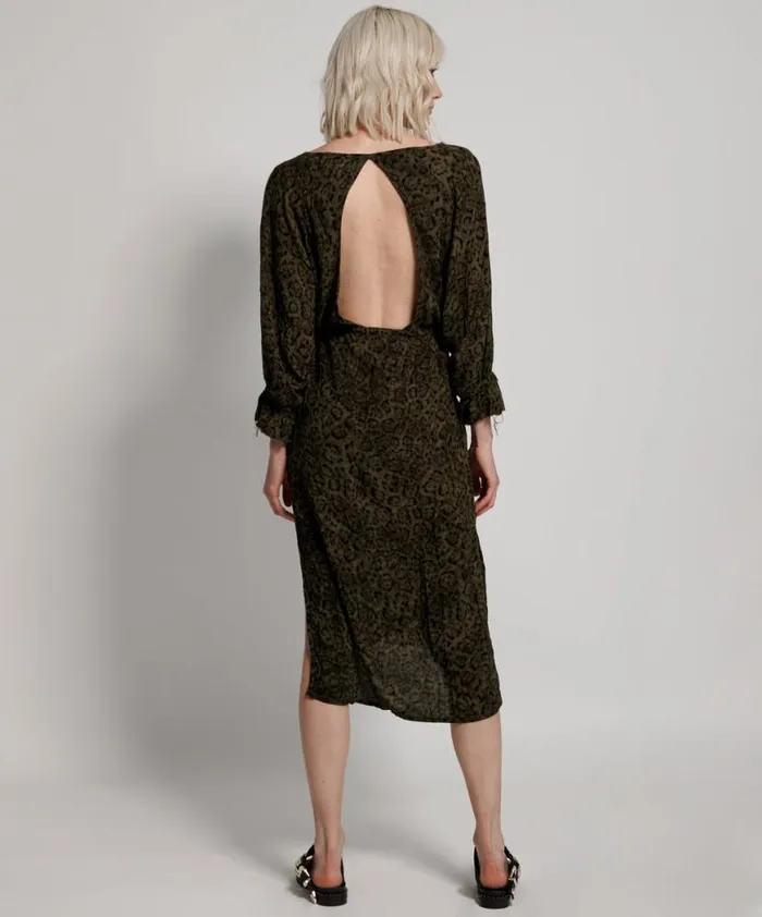 Women One Teaspoon Midi and Maxi Dresses KHAKI LEOPARD TIE DYE SOCIETY CLUB DRESS Women One Teaspoon Midi and Maxi Dresses KHAKI LEOPARD TIE DYE SOCIETY CLUB DRESS