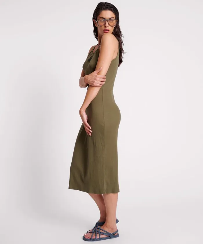 Women One Teaspoon Midi and Maxi Dresses KHAKI ONE TEASPOON RIB SINGLET MIDI DRESS Women One Teaspoon Midi and Maxi Dresses KHAKI ONE TEASPOON RIB SINGLET MIDI DRESS