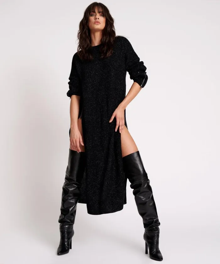 Women One Teaspoon Midi and Maxi Dresses LE FREAK METALLIC ZIPPED KNIT DRESS Women One Teaspoon Midi and Maxi Dresses LE FREAK METALLIC ZIPPED KNIT DRESS