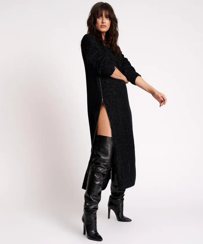 Women One Teaspoon Midi and Maxi Dresses LE FREAK METALLIC ZIPPED KNIT DRESS Women One Teaspoon Midi and Maxi Dresses LE FREAK METALLIC ZIPPED KNIT DRESS