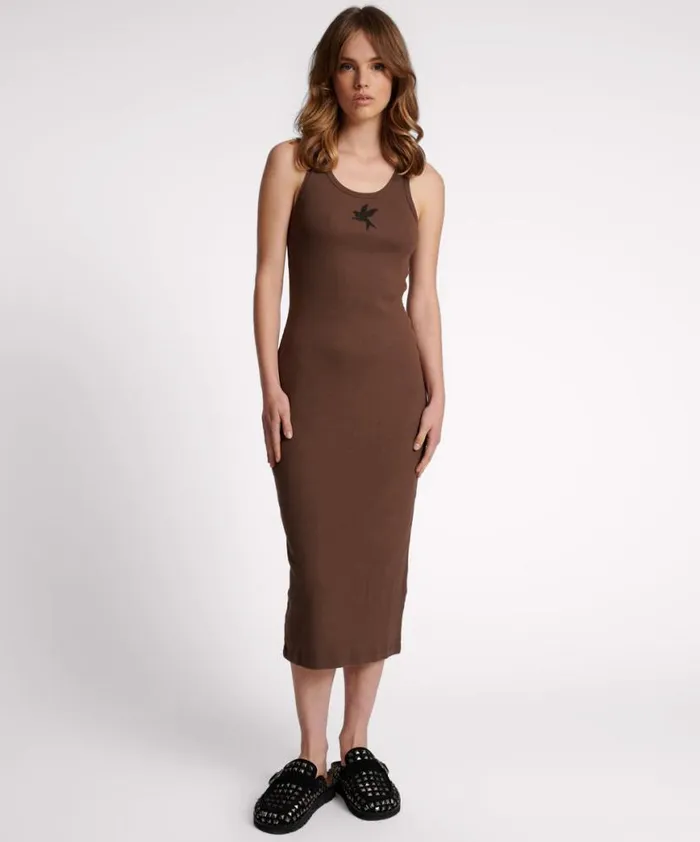 Women One Teaspoon Midi and Maxi Dresses ONE TEASPOON RIB SINGLET MIDI DRESS