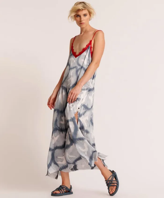 Women One Teaspoon Midi and Maxi Dresses REFLECTION HAND PRINTED HIDEAWAY SLIP DRESS
