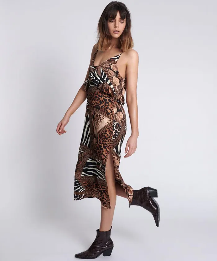 Women One Teaspoon Midi and Maxi Dresses RENDEZVOUS PRINT SLIP DRESS Women One Teaspoon Midi and Maxi Dresses RENDEZVOUS PRINT SLIP DRESS
