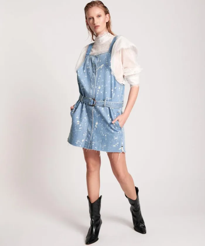 Women One Teaspoon Midi and Maxi Dresses ROYAL SALT DENIM PINI DRESS