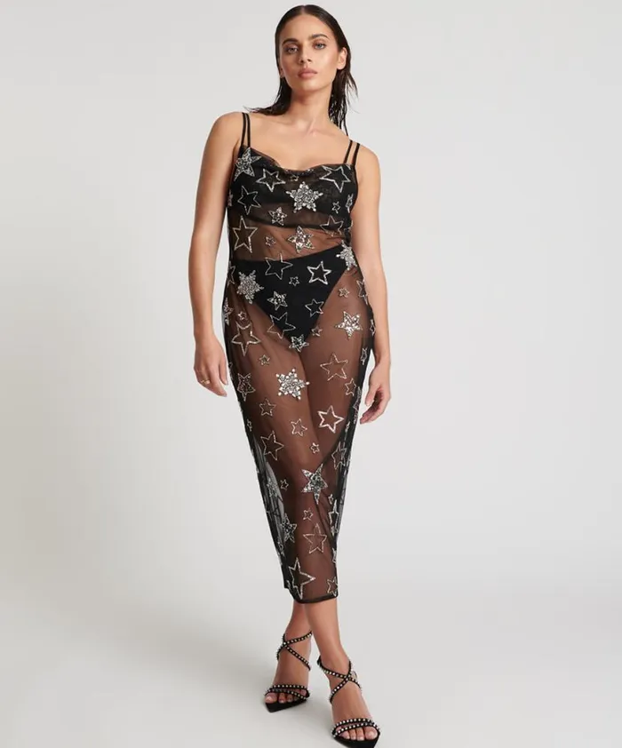 Women One Teaspoon Midi and Maxi Dresses STELLAR ALL STAR HAND BEADED SLIP DRESS Women One Teaspoon Midi and Maxi Dresses STELLAR ALL STAR HAND BEADED SLIP DRESS