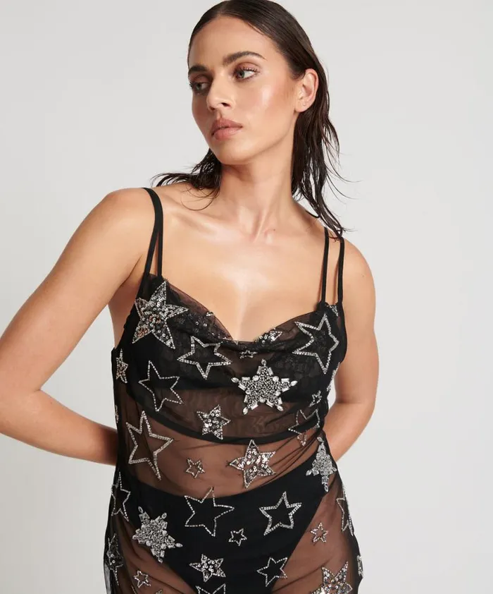 Women One Teaspoon Midi and Maxi Dresses STELLAR ALL STAR HAND BEADED SLIP DRESS Women One Teaspoon Midi and Maxi Dresses STELLAR ALL STAR HAND BEADED SLIP DRESS