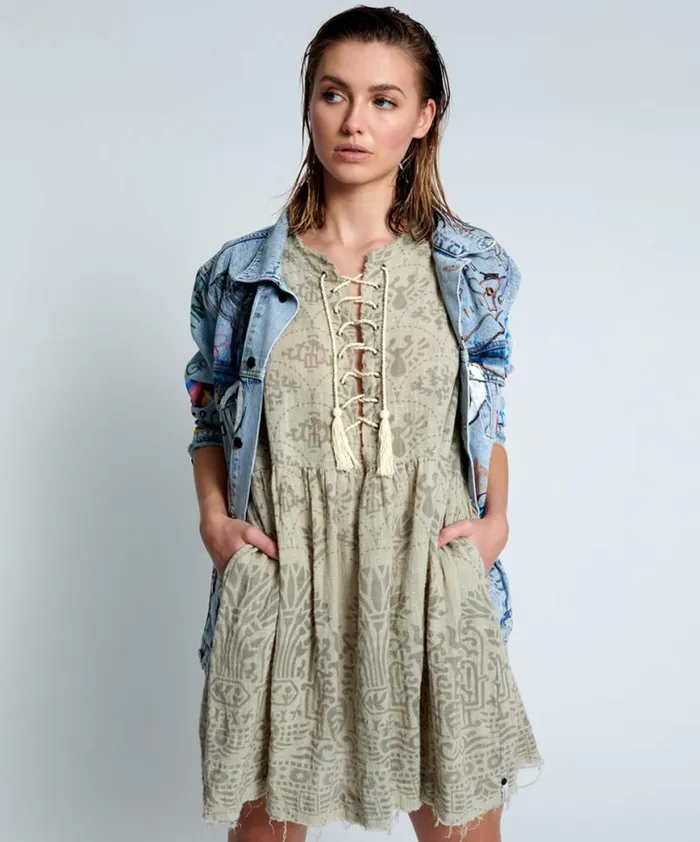 Women One Teaspoon Mini Dresses BABYLON GARDENS ISLAND DRESS