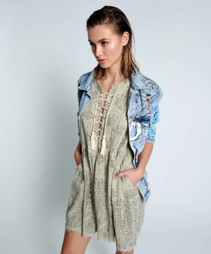 Women One Teaspoon Mini Dresses BABYLON GARDENS ISLAND DRESS Women One Teaspoon Mini Dresses BABYLON GARDENS ISLAND DRESS