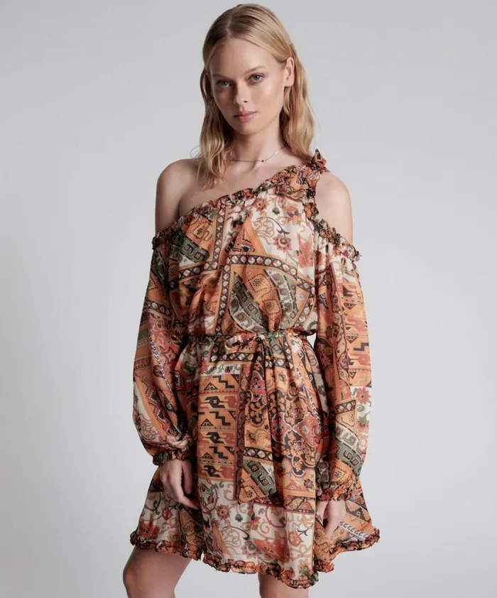 Women One Teaspoon Mini Dresses BAZAAR PAISLEY ONE SHOULDER DRESS Women One Teaspoon Mini Dresses BAZAAR PAISLEY ONE SHOULDER DRESS