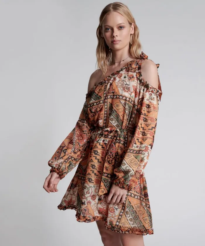 Women One Teaspoon Mini Dresses BAZAAR PAISLEY ONE SHOULDER DRESS Women One Teaspoon Mini Dresses BAZAAR PAISLEY ONE SHOULDER DRESS