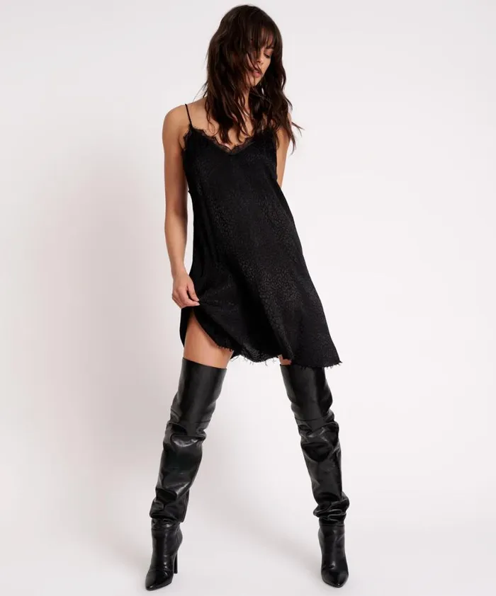 Women One Teaspoon Mini Dresses BLACK ANGEL DELIRIOUS SLIP DRESS
