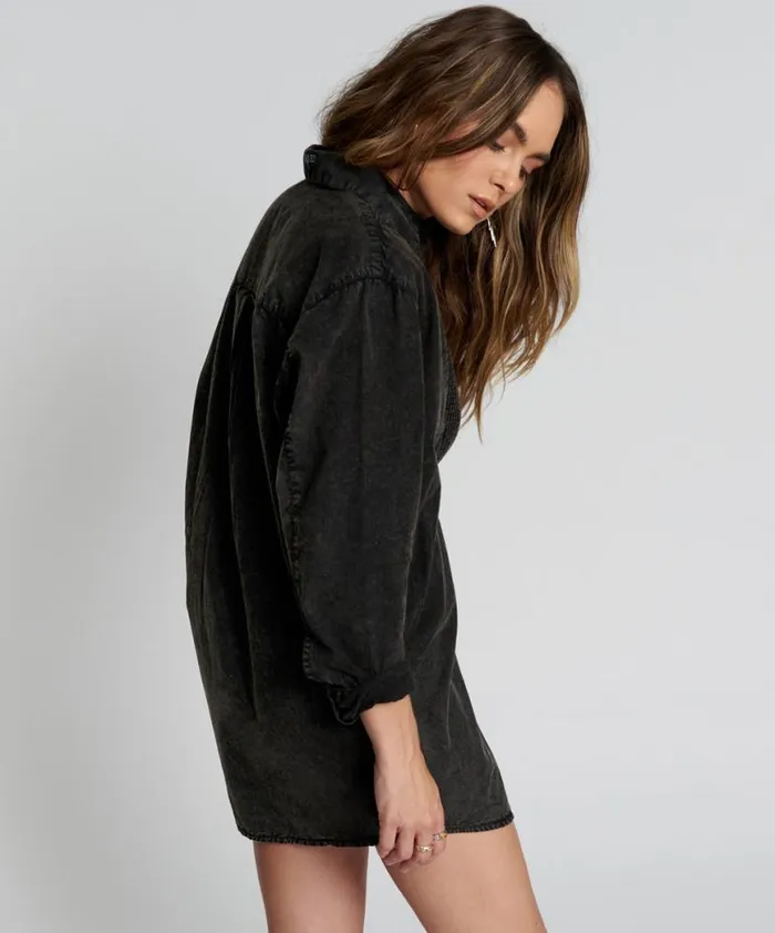 Women One Teaspoon Mini Dresses BLACKOUT TUXEDO SHIRT DRESS Women One Teaspoon Mini Dresses BLACKOUT TUXEDO SHIRT DRESS