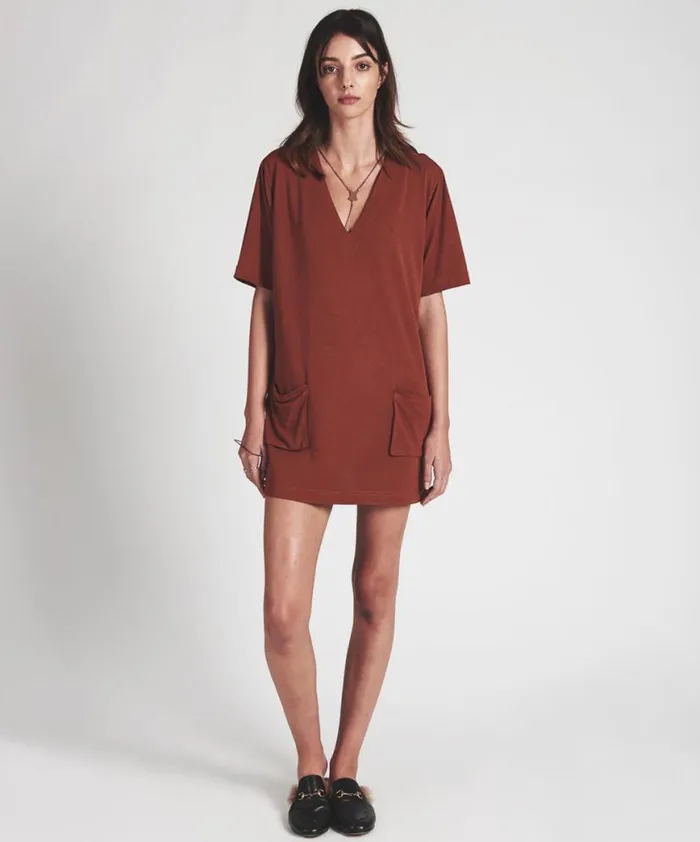 Women One Teaspoon Mini Dresses BUFFALO MODAL SLOUCHY DRESS