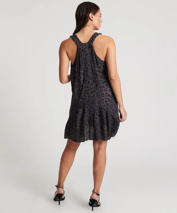 Women One Teaspoon Mini Dresses DARK LEOPARD TIERED DRESS Women One Teaspoon Mini Dresses DARK LEOPARD TIERED DRESS