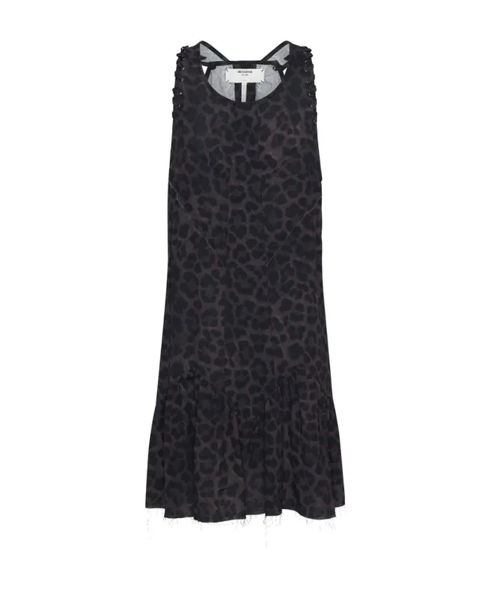 Women One Teaspoon Mini Dresses DARK LEOPARD TIERED DRESS Women One Teaspoon Mini Dresses DARK LEOPARD TIERED DRESS