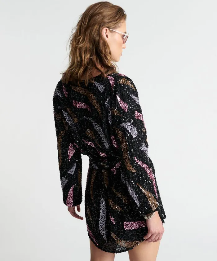 Women One Teaspoon Mini Dresses DELUSION HAND BEADED WRAP DRESS Women One Teaspoon Mini Dresses DELUSION HAND BEADED WRAP DRESS