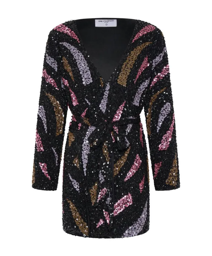 Women One Teaspoon Mini Dresses DELUSION HAND BEADED WRAP DRESS Women One Teaspoon Mini Dresses DELUSION HAND BEADED WRAP DRESS
