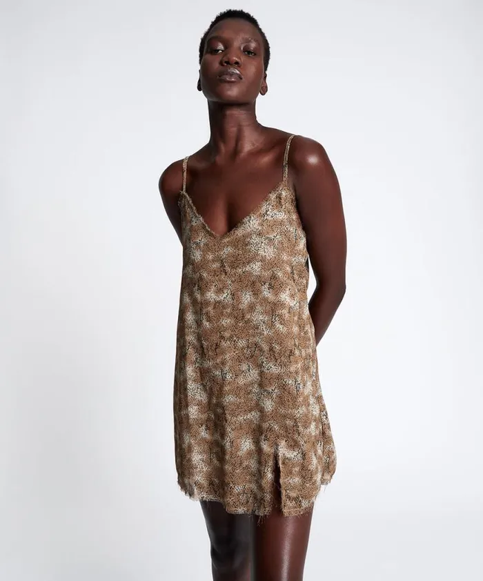 Women One Teaspoon Mini Dresses MYSTERIOUS SNAKE SLIP DRESS