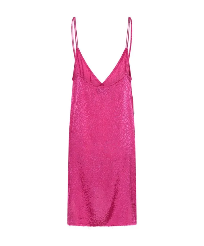 Women One Teaspoon Mini Dresses SHOCKING PINK JACQUARD SLIP DRESS
