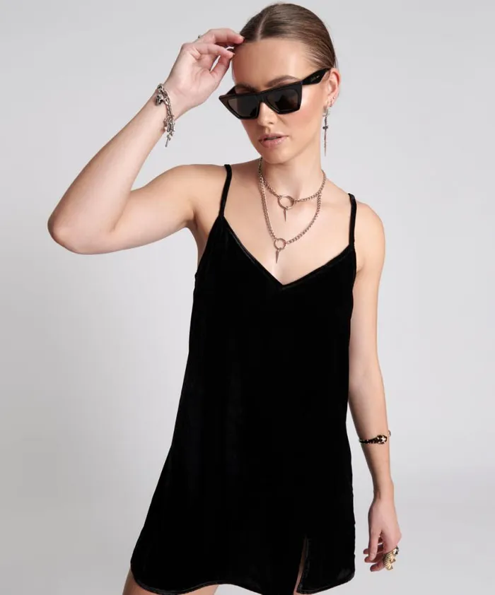 Women One Teaspoon Mini Dresses VELVET LOVER MINI SLIP DRESS