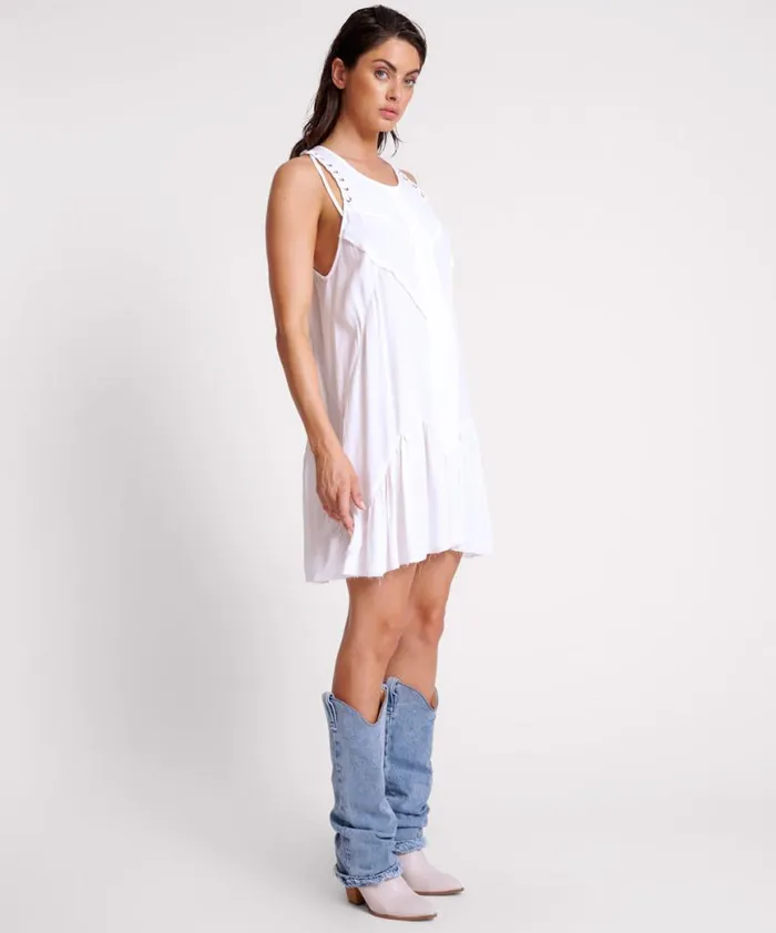 Women One Teaspoon Mini Dresses WHITE LACED CHARLESTON TIERED DRESS Women One Teaspoon Mini Dresses WHITE LACED CHARLESTON TIERED DRESS