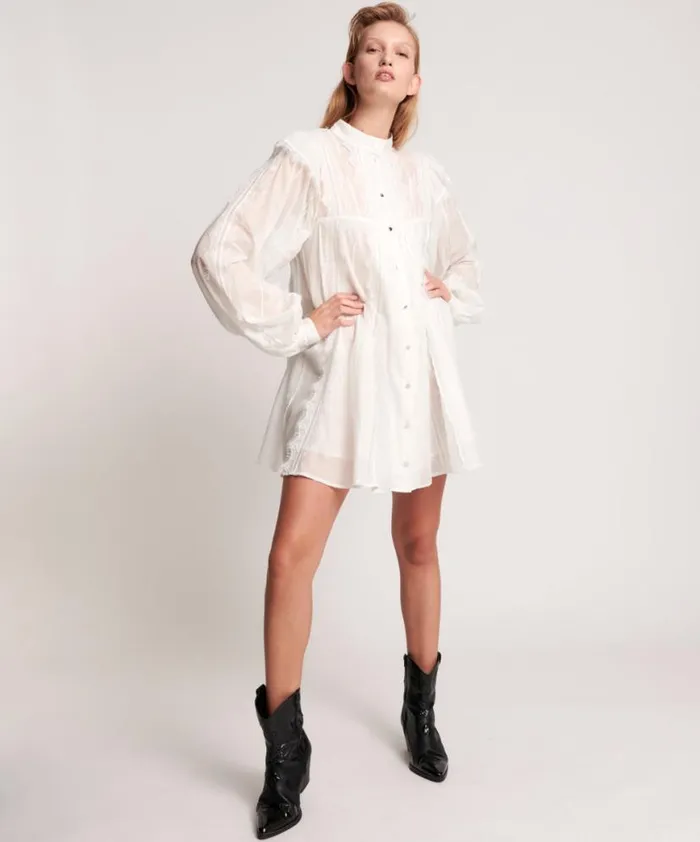 Women One Teaspoon Mini Dresses WHITE STALLION SPIRIT DRESS