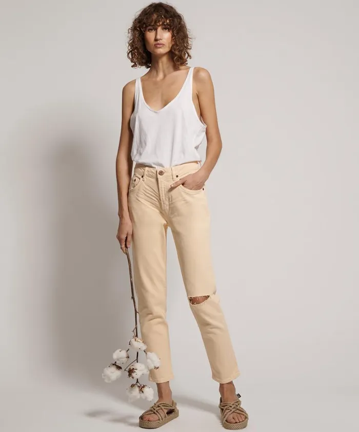 Women One Teaspoon Organic Tees ORGANIC AWESOME BAGGIES HIGH WAIST STRAIGHT LEG JE