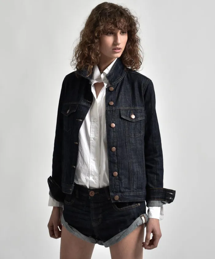 Women One Teaspoon Organic Tees ORGANIC RAW BANDIT TRUCKET JACKET BLUE Women One Teaspoon Organic Tees ORGANIC RAW BANDIT TRUCKET JACKET BLUE
