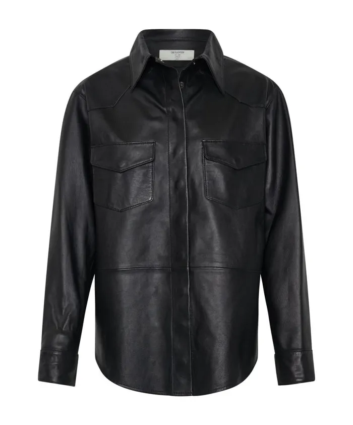 Women One Teaspoon Shirts ARIA LEATHER OVERSIZED SHACKET BLACK Women One Teaspoon Shirts ARIA LEATHER OVERSIZED SHACKET BLACK